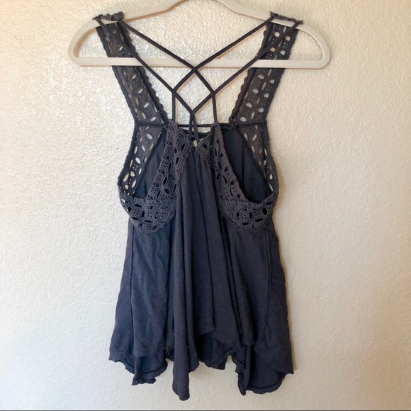 Free People lace blue grey tunic top - Picture 3 of 5